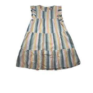 Show Me Your Mumu Dress Womens M Babydoll Linen Ruffle Sleeve Pastel Boho Beach